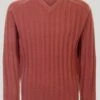 Red V Neck Rib Jumper