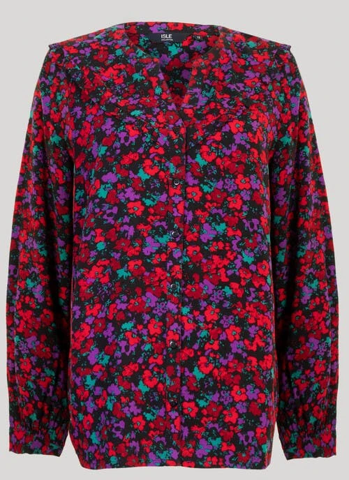 Red Floral Print Blouse 2 Red Floral Print Blouse - Image 2