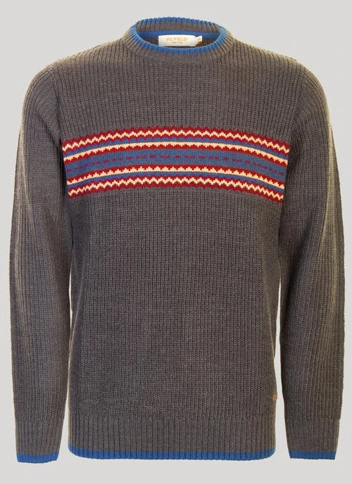 Grey Fairisle & Rib Jumper 1 Grey Fairisle & Rib Jumper