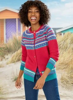 Pink Fairisle Knit Cardigan