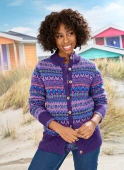 Purple Fairisle Knit Cardigan