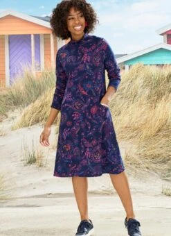 Purple Printed Tiered Dress