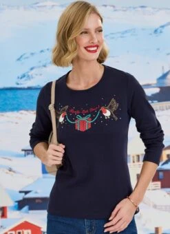 Navy Robin Top