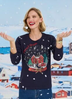 Navy Embellished Top