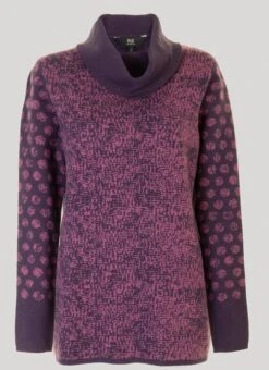 Purple Print Cowl Neck Jumper