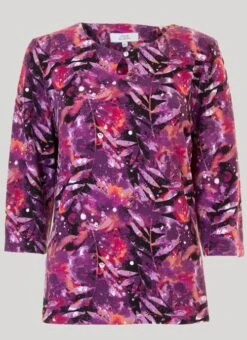 Purple Print Keyhole Top