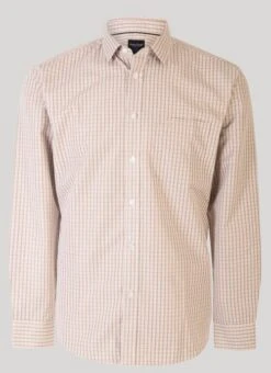Beige Long Sleeve Check Shirt