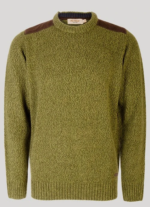 Green Crew Neck Suede Trim Jumper 1 Green Crew Neck Suede Trim Jumper