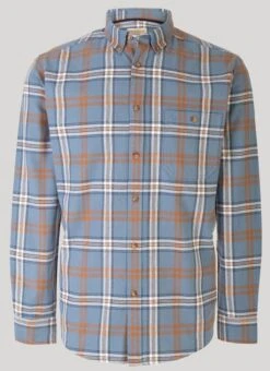Blue Cotton Twill Check Shirt