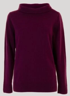 Purple Cashmere Funnel Neck Jumper