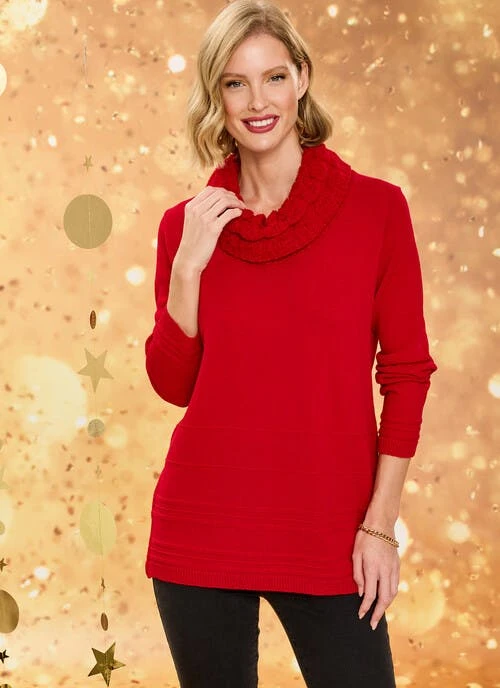 Red Boucle Jumper 1 Red Boucle Jumper