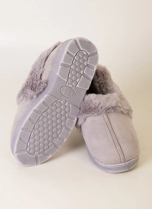 Grey Suedette Slipper 2 Grey Suedette Slipper - Image 2