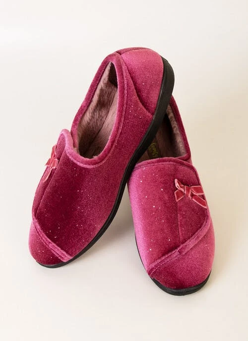 Rose Sparkle Velcro Slipper 1 Rose Sparkle Velcro Slipper