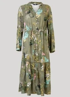 Green Printed Tier Dress