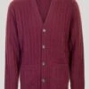 Wine V Neck Cable Cardigan