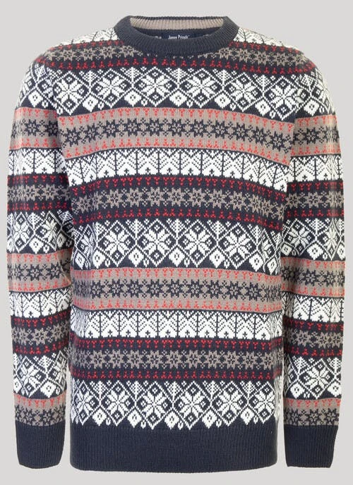 Navy Jacquard Snowflake Jumper 1 Navy Jacquard Snowflake Jumper