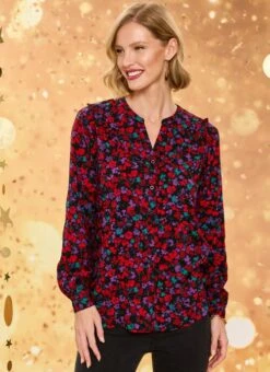 Red Floral Print Blouse