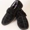 Grey Check Velcro Slipper