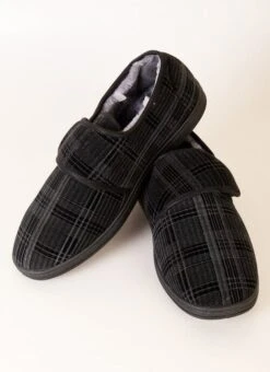 Grey Check Velcro Slipper