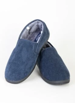 Navy Velour Slipper