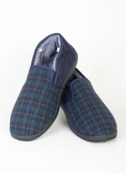 Navy Check Slipper