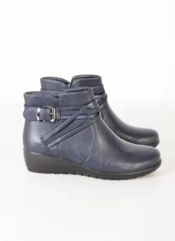 Navy Buckle Boot -Outlet The Wardrobe Edit Store 45397pvs b0eaee731a9052d