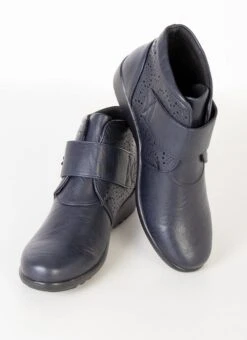 Navy Floral Button Boot