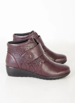 Burgundy Floral Button Boot -Outlet The Wardrobe Edit Store 45406pvs 85da2545acbc242