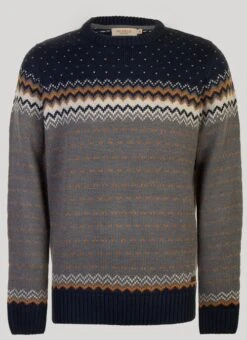 Navy V Stitch Fairisle Jumper