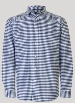 Blue Long Sleeve Cotton Check Shirt