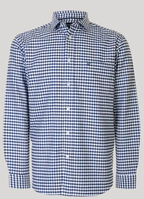 Blue Long Sleeve Cotton Check Shirt 1 Blue Long Sleeve Cotton Check Shirt