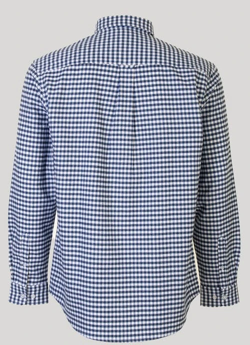 Blue Long Sleeve Cotton Check Shirt 2 Blue Long Sleeve Cotton Check Shirt - Image 2