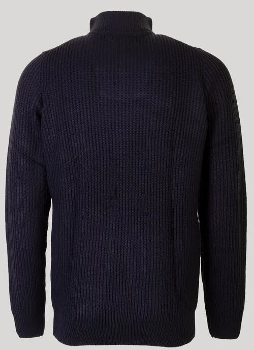 Navy Half Zip Fisherman Rib Jumper 2 Navy Half Zip Fisherman Rib Jumper - Image 2