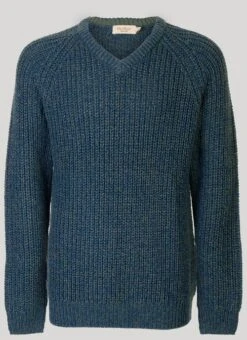 V Neck 3G Fisherman Rib Jumper