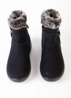 Black Suedette Button Boot -Outlet The Wardrobe Edit Store 45695pvs c06724aad83c00d