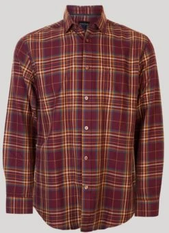 Wine Long Sleeve Check Shirt