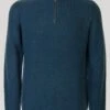 Blue Half Zip Rib Jumper