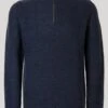 Navy Half Zip Rib Jumper