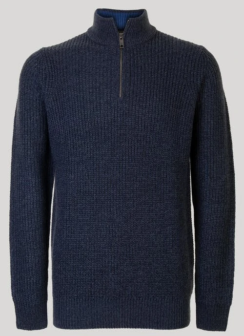 Navy Half Zip Rib Jumper 1 Navy Half Zip Rib Jumper