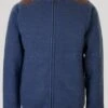 Navy Zip Thru Suede Trim Cardigan