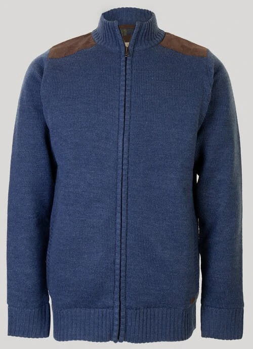 Navy Zip Thru Suede Trim Cardigan 1 Navy Zip Thru Suede Trim Cardigan