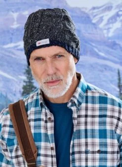 Grey Cable Knit Beanie Hat