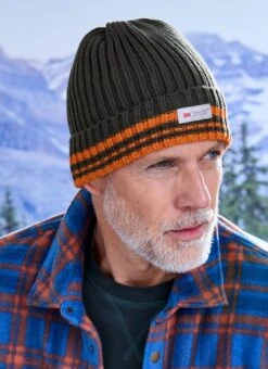 Green Thinsulate Stripe Beanie Hat