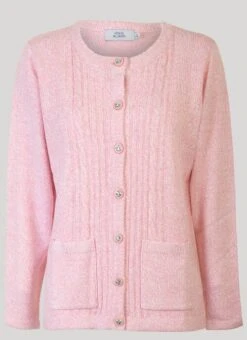 Pink Crew Neck Cardigan
