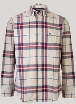 Wine Long Sleeve Cotton Check Shirt