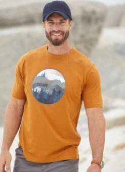 Orange Print T Shirt