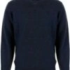 Blue Lambswool V Neck Jumper