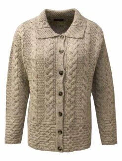Stone Aran Knit Cardigan