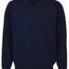 Navy Cashmere V Neck Jumper