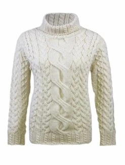 Ecru Aran Wool Polo Jumper -Outlet The Wardrobe Edit Store 8764pvs 385a9ae2cd87031